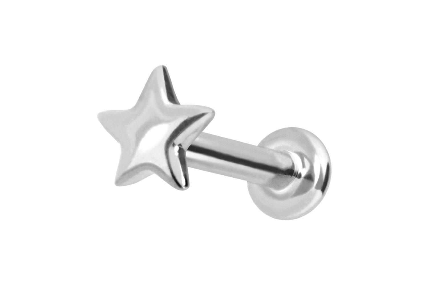 14 Karat Gold Labret Piercing mit Innengewinde STERN
